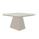 Ver imagem 1 de Mesa P/ Cozinha Luna C/ Tampo 90x90cm Flex Madeirado Vidro Canto Curvo - Imbuia/ripado 3d/off White