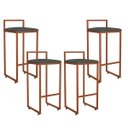 Ver imagem 1 de Kit 04 Banquetas Alta Para Cozinha Sala de Jantar Hanna L02 Bronze Linho Chumbo - Lyam Decor