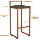 Ver imagem 7 de Kit 04 Banquetas Alta Para Cozinha Sala de Jantar Hanna L02 Bronze Linho Chumbo - Lyam Decor