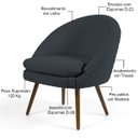 Ver imagem 4 de Poltrona Decorativa Fixa Pés Palito Rafa D02 Tressê Linho Chumbo D-465 - Lyam Decor