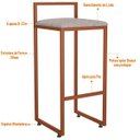 Ver imagem 7 de Kit 2 Banquetas Alta para Cozinha Sala de Jantar Hanna L02 Bronze Linho Bege - Lyam Decor
