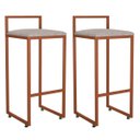 Ver imagem 1 de Kit 2 Banquetas Alta para Cozinha Sala de Jantar Hanna L02 Bronze Linho Bege - Lyam Decor