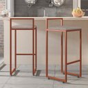 Ver imagem 2 de Kit 2 Banquetas Alta para Cozinha Sala de Jantar Hanna L02 Bronze Linho Bege - Lyam Decor