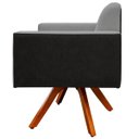Ver imagem 4 de Kit 2 Poltronas Decorativa Base Giratória de Madeira Helô L02 Linho Cinza Escuro Corano Preto -