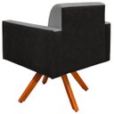 Ver imagem 6 de Kit 2 Poltronas Decorativa Base Giratória de Madeira Helô L02 Linho Cinza Escuro Corano Preto -