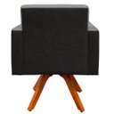 Ver imagem 7 de Kit 2 Poltronas Decorativa Base Giratória de Madeira Helô L02 Linho Cinza Escuro Corano Preto -