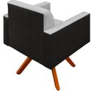 Ver imagem 5 de Kit 2 Poltronas Decorativa Base Giratória de Madeira Helô L02 Linho Cinza Corano Preto - Lyam