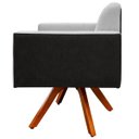 Ver imagem 4 de Kit 2 Poltronas Decorativa Base Giratória de Madeira Helô L02 Linho Cinza Corano Preto - Lyam
