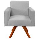 Ver imagem 3 de Kit 2 Poltronas Decorativa Base Giratória de Madeira Helô L02 Linho Cinza Corano Preto - Lyam