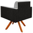 Ver imagem 6 de Kit 2 Poltronas Decorativa Base Giratória de Madeira Helô L02 Linho Cinza Corano Preto - Lyam