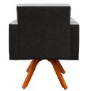 Ver imagem 7 de Kit 2 Poltronas Decorativa Base Giratória de Madeira Helô L02 Linho Cinza Corano Preto - Lyam