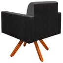 Ver imagem 6 de Kit 2 Poltronas Decorativa Base Giratória de Madeira Helô L02 Linho Chumbo Corano Preto - Lyam