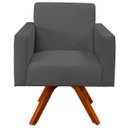 Ver imagem 3 de Kit 2 Poltronas Decorativa Base Giratória de Madeira Helô L02 Linho Chumbo Corano Preto - Lyam