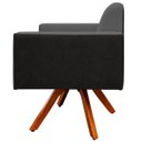 Ver imagem 4 de Kit 2 Poltronas Decorativa Base Giratória de Madeira Helô L02 Linho Chumbo Corano Preto - Lyam