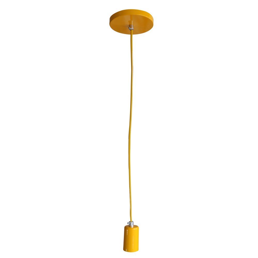 Pendente Simples Vintage Rustico Retrô Colorido Amarelo Soquete E27 - 1