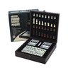 Tabuleiro Jogo Xadrez Domino Poker Dados Maleta Madeira 3 em 1 Diversão Família 20x20cm - 1