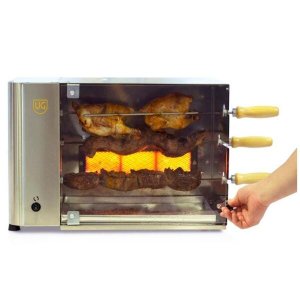 Churrasqueira a Gás 03 Espetos Rotativa 100% Inox Bivolt