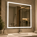 Ver imagem 2 de Espelho LED 100x100 Botão Touch Luz 3 Cores Fria Neutra Quente Quadrado Jateado 1,00