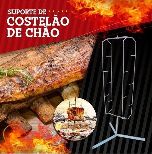 Espeto Giratório Elétrico 220V Regulável para Churrasco Flex Grill Rotativo  Garfo Tridente Aço Nique