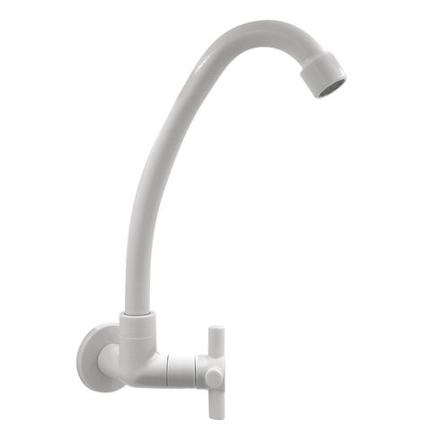 Torneira Cozinha Parede Bica Móvel Abs Branco Slim 1/4 V