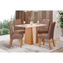 Ver imagem 1 de Conjunto: Mesa Sala Jantar Orus C/ Tampo Madeirado 120x80cm e 4 Cadeiras Bella Nature/off White -