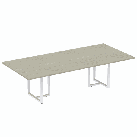 Mesa de Reunião Retangular 260 X 120 Cm Pé Tubular Pe25 em Mdp Cor Nogueira Casablanca Base