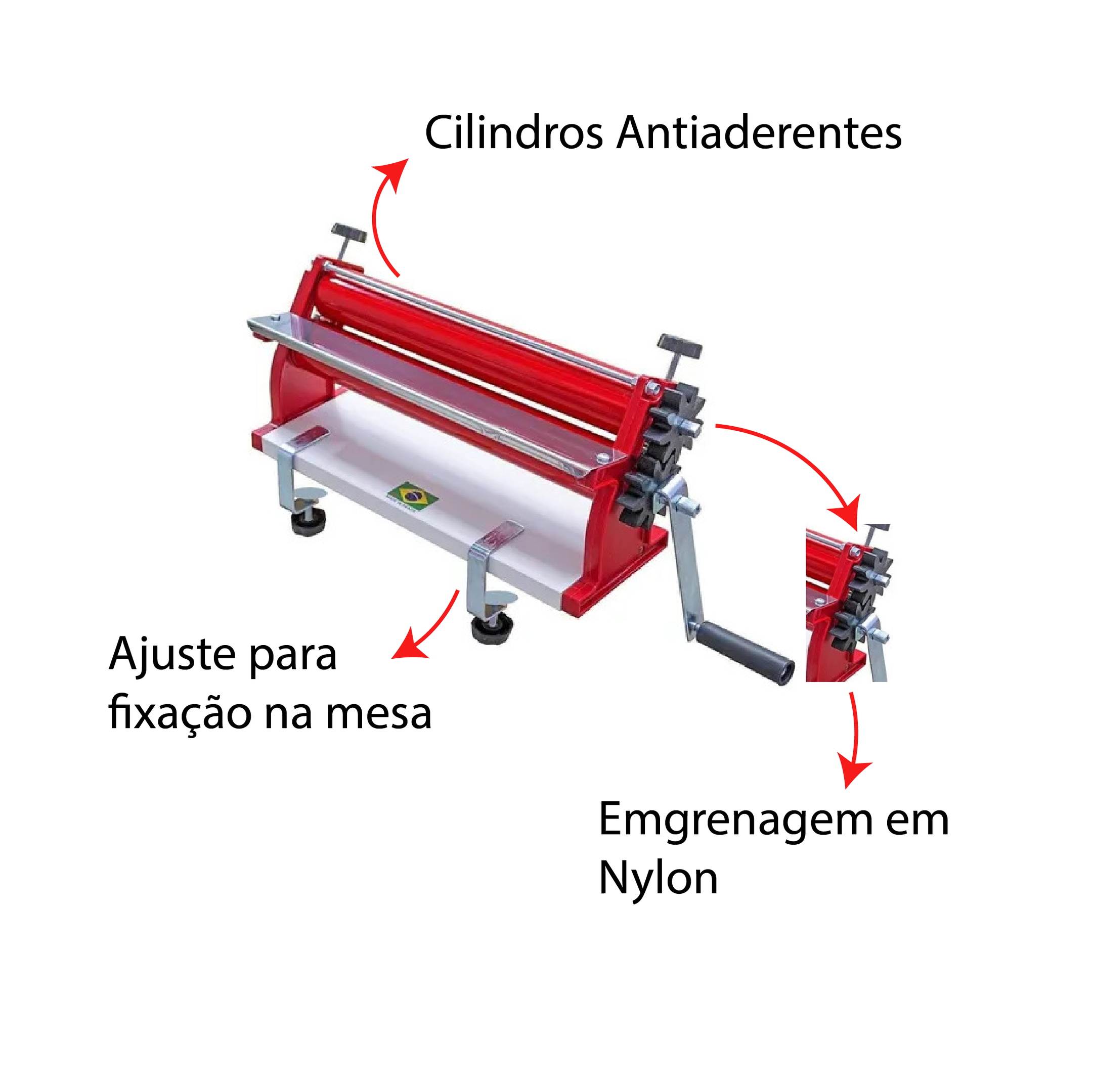 Cilindro De Massas Grande 45 cm Modelo Antiaderente Malta - 3