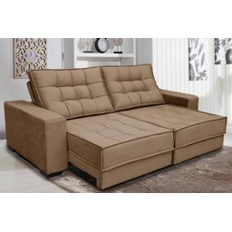 Sofá Retrátil e Reclinável 2,10m Molas Ensacadas Pillow Top Suede Coliseu - 2
