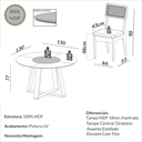Ver imagem 3 de Conjunto Sala de Jantar Mesa Redonda Giratória 130cm com 6 Cadeiras MDF Palha Sintética Carvalho Ros