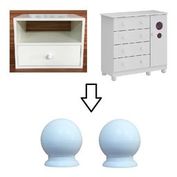 Kit de 10 Puxadores para Gaveta Cômoda Armário Guarda Roupa Formato de Bolinha Plástico Branco - 2