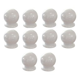 Kit de 10 Puxadores para Gaveta Cômoda Armário Guarda Roupa Formato de Bolinha Plástico Branco - 1