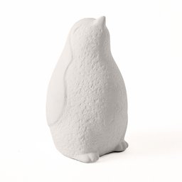 Escultura Decorativa Pinguim em Cimento Branco 13cm 16816 Mart - 1