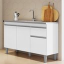 Ver imagem 7 de Cozinha Compacta Vanessa e Balcão Gabinete Com Pia Tatiane 120cm Branco - AJL Móveis