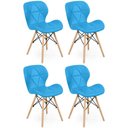Ver imagem 1 de Kit 04 Cadeiras Charles Eames Eiffel Slim Wood Estofada - Azul