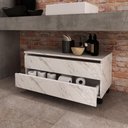 Ver imagem 2 de Balcão Gabinete para Banheiro 80cm com Rodízio e 2 Gavetas Bn3603 Mármore Branco - Tecno