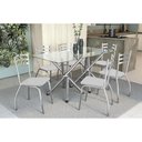 Ver imagem 1 de Kit Mesa Volga C- Tampo de Vidro 150cm + 6 Cadeiras Portugal Cromada Branco