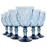 Jogo com 6 Taças Diamante de Vidro Azul de Agua ou Suco 260ml - 1