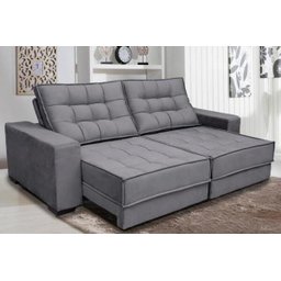 Sofá Retrátil e Reclinável 2,10m Molas Ensacadas Pillow Top Suede Coliseu - 2