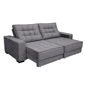 Sofá Retrátil e Reclinável 2,10m Molas Ensacadas Pillow Top Suede Coliseu