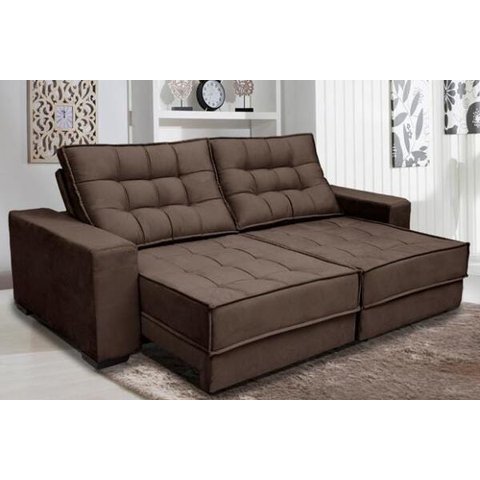 Sofá Retrátil e Reclinável 2,70m Suede Coliseu