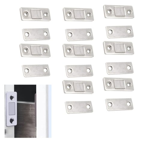 Fecho Magnetico Ima Inox Trava Fecha Porta Janela Armario Gaveta 8 Peças Resistente Ultrafino Proteç