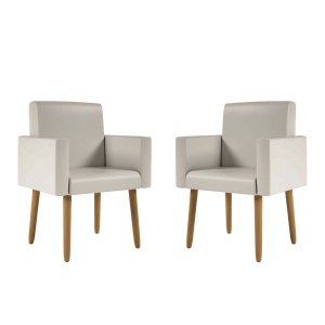Kit 02 Poltronas Decorativa Sala Oferta Courino Balaqui Cor:courino Bege