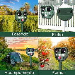 Repelente Solar Ultrassonico Espanta Afasta Pragas Aves Ratos Pombo Gamba Frequência Ajustavel - 5