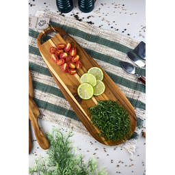 Tábua de Corte e Frios Oval – Madeira Teca 47x17x2cm - 3