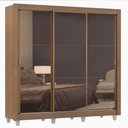Ver imagem 2 de Guarda-Roupa Casal Madesa Lyon Plus 3 Portas de Correr de Espelho 4 Gavetas com Pés Rustic Cor:Rusti