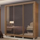 Ver imagem 1 de Guarda-Roupa Casal Madesa Lyon Plus 3 Portas de Correr de Espelho 4 Gavetas com Pés Rustic Cor:Rusti