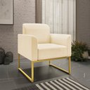 Ver imagem 2 de Kit 2 Poltronas Marisa Suede Bege Base Industrial Metálica Dourado D'Rossi