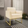 Kit 2 Poltronas Marisa Suede Bege Base Industrial Metálica Dourado D'Rossi - 2