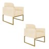 Kit 2 Poltronas Marisa Suede Bege Base Industrial Metálica Dourado D'Rossi - 1