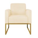 Ver imagem 3 de Kit 2 Poltronas Marisa Suede Bege Base Industrial Metálica Dourado D'Rossi